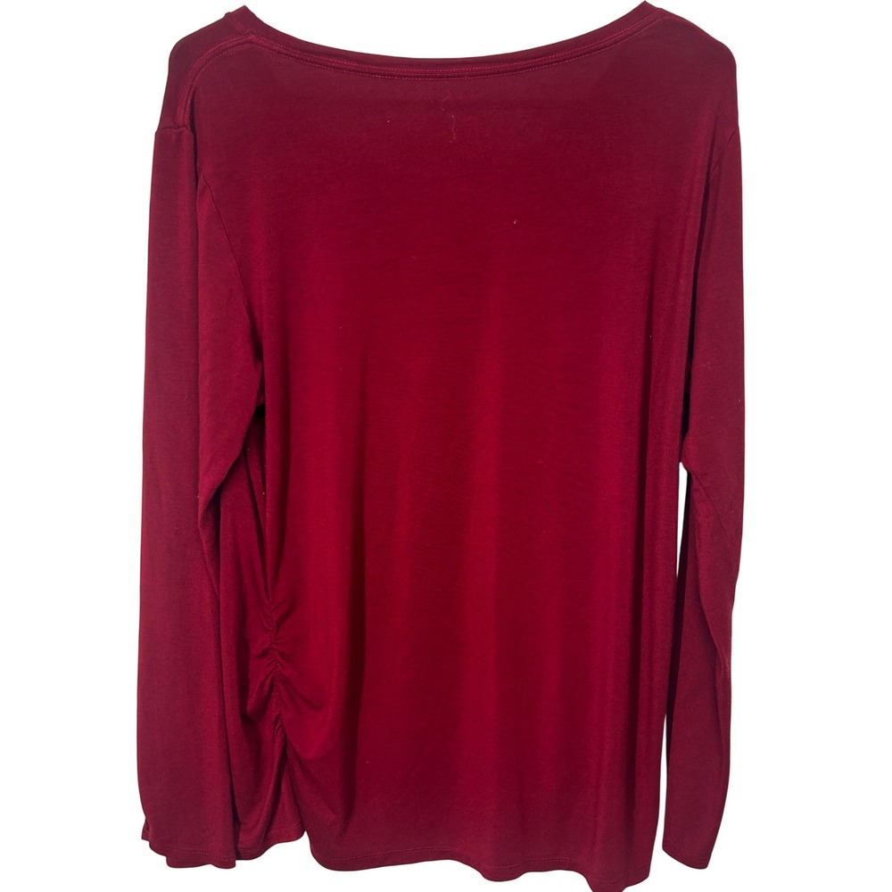Sonoma Maternity Dark Red Long-Sleeved Tee Ruched‎ Sides Women's XL Maternity - Picture 2 of 3